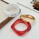 DIAZI 3 Style Vintage Punk Geometric Bangles Jewelry Fashion Red Clear Acrylic Resin Wide Bangles Bracelets For Women Men 6