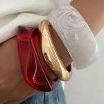 DIAZI 3 Style Vintage Punk Geometric Bangles Jewelry Fashion Red Clear Acrylic Resin Wide Bangles Bracelets For Women Men 5