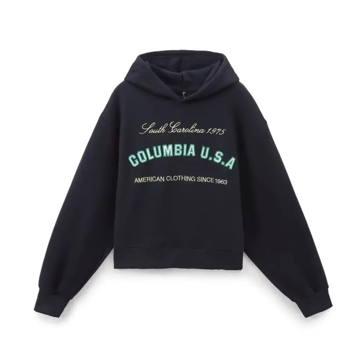 women's preppy columbia uas black hoodie and black joggers 2 piece set Women\'s Preppy Columbia UAS Black Hoodie and Black Joggers 2 piece set 1