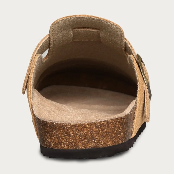 Odoly Unisex Cork Suede Flat Mules With Adjustable Buckle 4