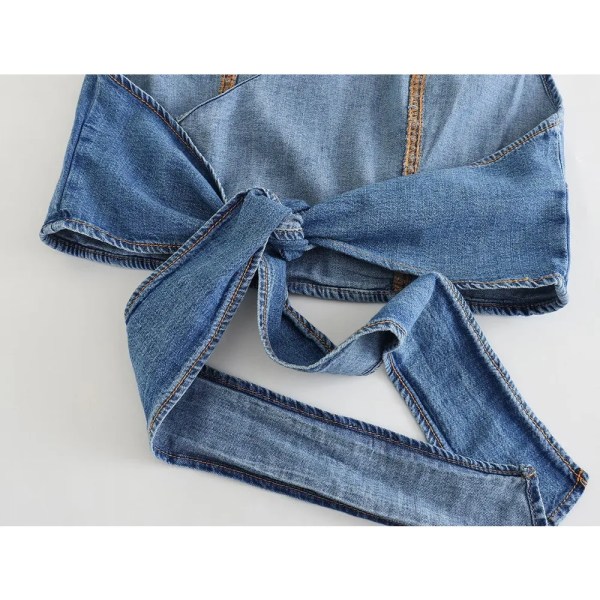 Zach Spring Summer Denim Halter crop top 5