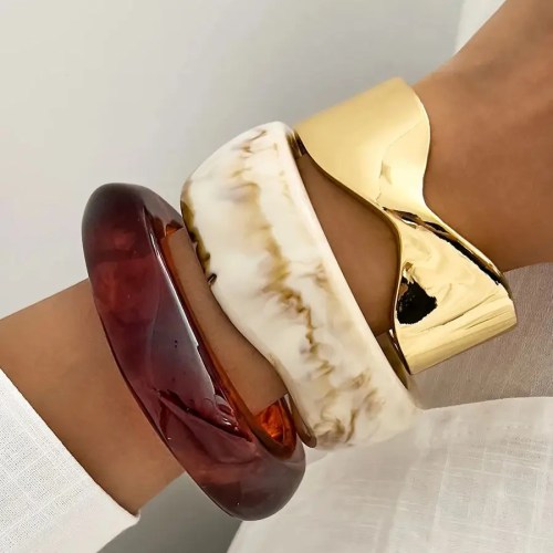 DIAZI 3 Style Punk Bohemian Knot Geometric Bangles Fashion Vintage Acrylic Resin Wide Bangles Bracelets Women Men Gift Jewelry