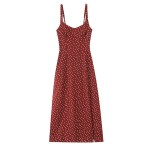 Zach women\'s slim fit polka dot suspender with slit cut sleeveless long Midi dress 2