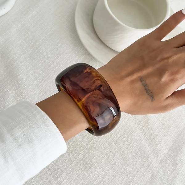 DIAZI 3 Style New Vintage Round Geometric Bangles Fashion Punk Acrylic Resin Wide Bangles Bracelets For Women Men Gift Jewelry 5