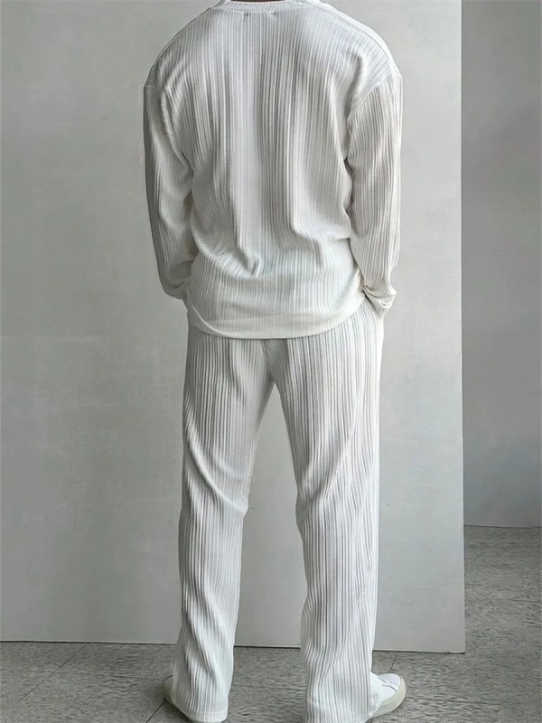 mens spring summer long sleeve shirt and pants set men's 2 piece summer relaxer set in black or white Mens Spring Summer Long Sleeve Shirt and Pants Set Men\'s 2 Piece Summer Relaxer set In Black or White 2