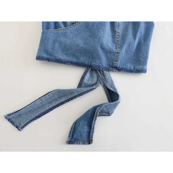 Zach Spring Summer Denim Halter crop top 3
