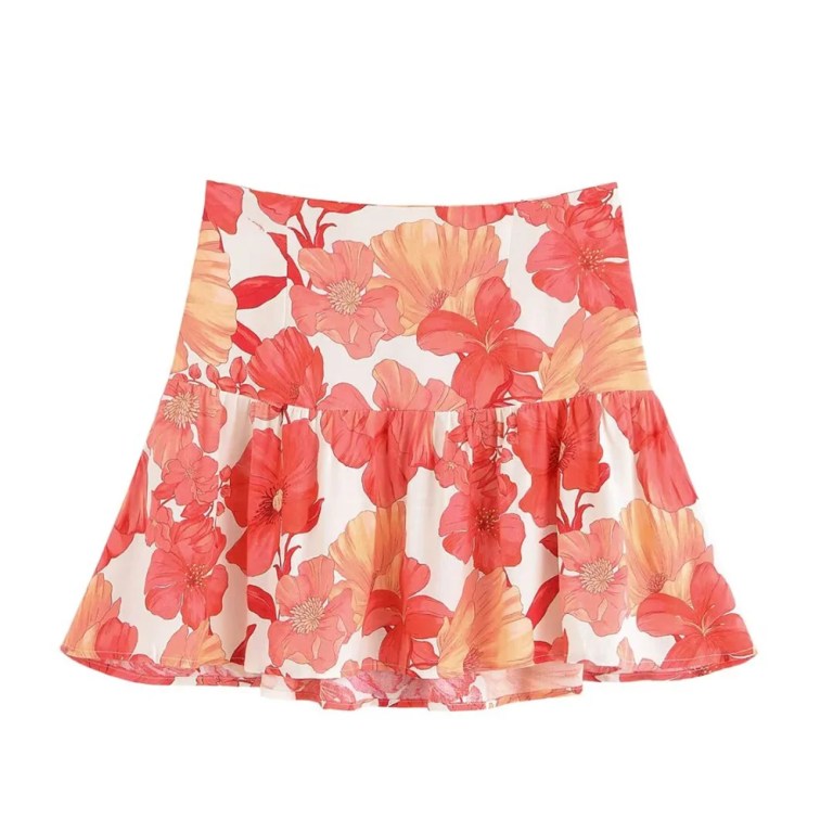 zach spring summer orange floral short sleeve shirt and ruffle skirt set Zach Spring Summer orange Floral Short sleeve shirt and ruffle skirt set 5