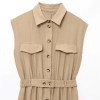 Zach Women\'s Summer Khaki Collared Jumpsuit 3