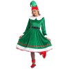 Womens Christmas Elf Costume Velvet Dress with Hat Elf Ears Shoes Belt Stockings Festival New Year Party Fancy Dress Up 5