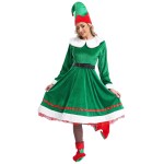 womens christmas elf costume velvet dress with hat elf ears shoes belt stockings festival new year party fancy dress up Womens Christmas Elf Costume Velvet Dress with Hat Elf Ears Shoes Belt Stockings Festival New Year Party Fancy Dress Up 5