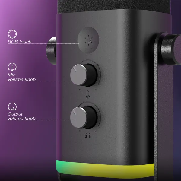 FIFINE USB/XLR Dynamic Microphone with Touch Mute Button,Headphone jack,I/O Controls,for PC PS5/4 mixer,Gaming MIC Ampligame AM8 4