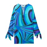 Zach women\'s round neck long sleeved Psychadelic Party summer dress new bow tie temperament slim fit short skirt 2