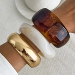 DIAZI 3 Style New Vintage Round Geometric Bangles Fashion Punk Acrylic Resin Wide Bangles Bracelets For Women Men Gift Jewelry