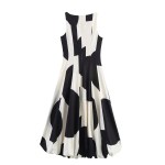 zach women's summer round neck sleeveless balloon slimming balloon dress in black white print Zach Women\'s Summer Round Neck Sleeveless Balloon Slimming Balloon Dress in Black White Print 2