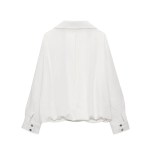 zach spring summer white women'slong sleeved pilot jacket, new casual high waisted straight leg pants set Zach Spring Summer White women\'slong sleeved pilot jacket, new casual high waisted straight leg pants Set 3
