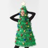 Christmas Tree Costume Sleeveless Sequined Pullover Hooded Tops with Red Plush Ball Tinsel Adult Party Prop 2