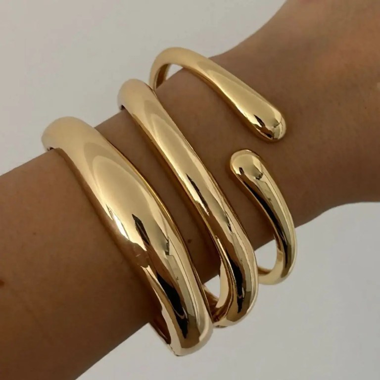 DIAZI 4 style Exaggerated Gold Silver Color Metal Cuff Bangles Women Men Hip Hop Punk Geometric Round Bracelet Party Jewelry 2