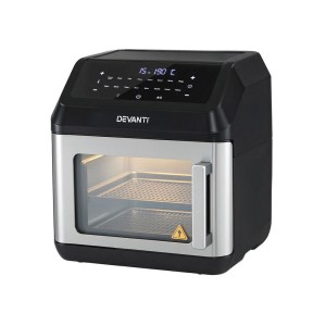 Black electric convection oven with digital display.