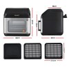 Devanti air fryer, dimensions and accessories shown.