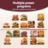 Kitchen appliance preset programs with temperature and time settings.