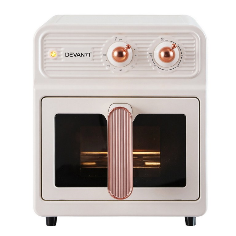 devanti 6l air fryer knob control 1700w cream
