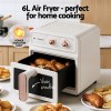 devanti 6l air fryer knob control 1700w cream