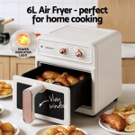 devanti 6l air fryer knob control 1700w cream