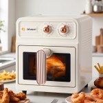 devanti 6l air fryer knob control 1700w cream