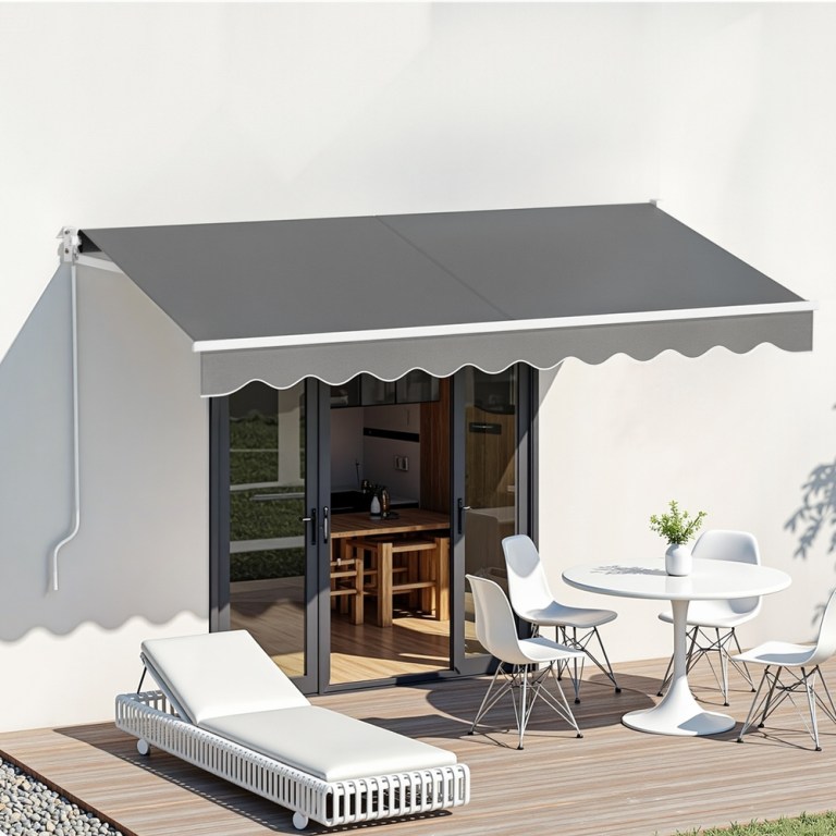 instahut retractable folding arm awning motorised sunshade 3m x 2m grey instahut retractable folding arm awning motorised sunshade 3m x 2m grey