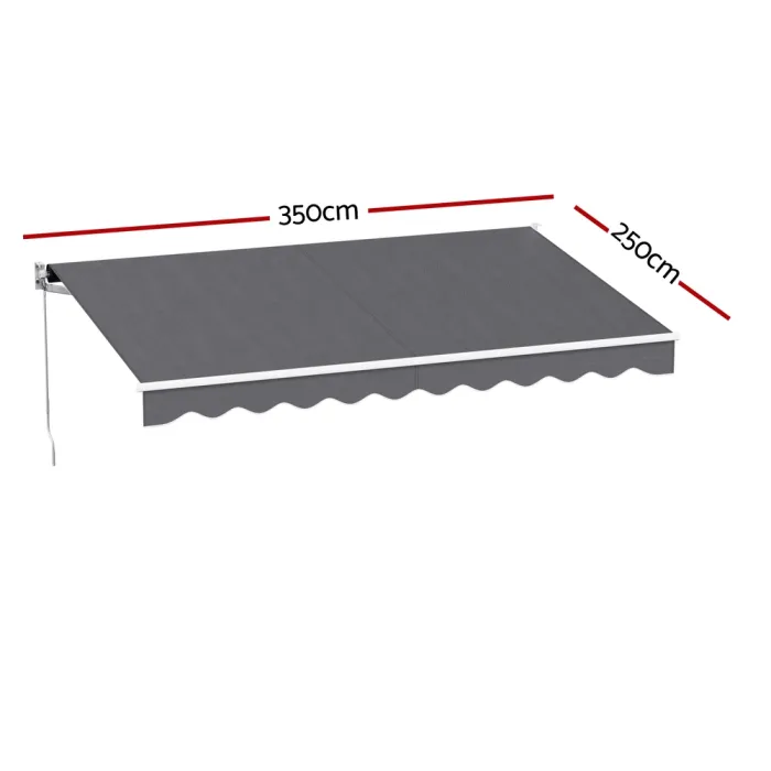 instahut retractable folding arm awning motorised sunshade 3.5m x 2.5m grey instahut retractable folding arm awning motorised sunshade 3.5m x 2.5m grey
