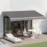 instahut retractable folding arm awning motorised sunshade 3.5m x 2.5m grey