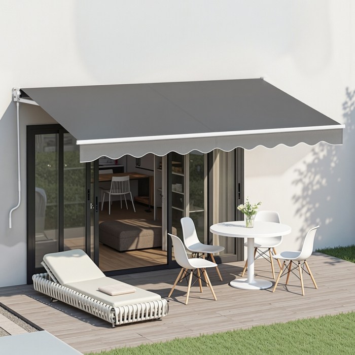 instahut retractable folding arm awning motorised sunshade 3.5m x 2.5m grey instahut retractable folding arm awning motorised sunshade 3.5m x 2.5m grey