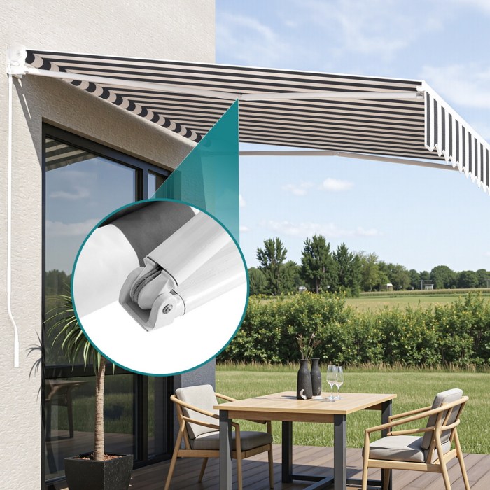 instahut retractable folding arm awning motorised sunshade 5mx3m grey white instahut retractable folding arm awning motorised sunshade 5mx3m grey white