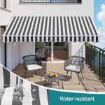 instahut retractable folding arm awning motorised sunshade 5mx3m grey white