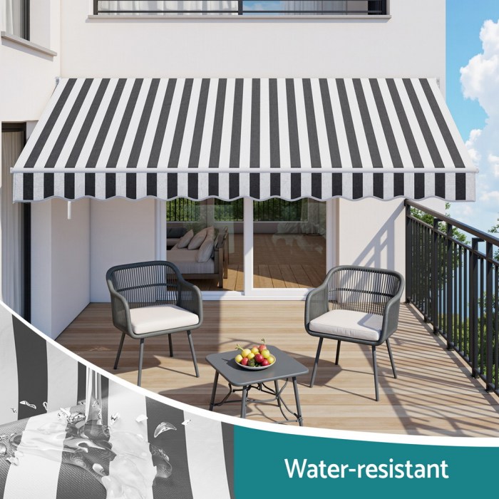 instahut retractable folding arm awning motorised sunshade 5mx3m grey white instahut retractable folding arm awning motorised sunshade 5mx3m grey white