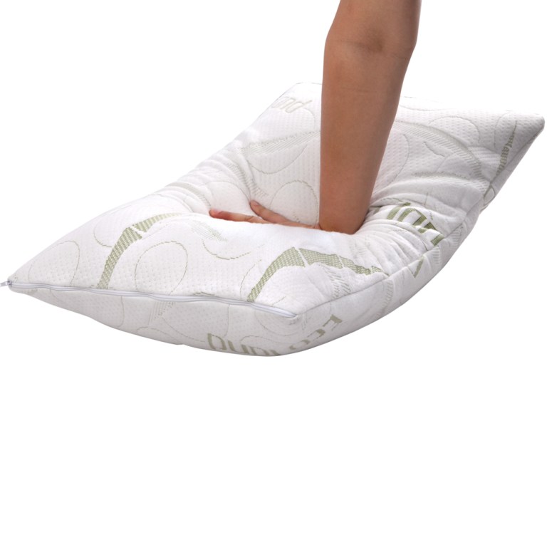 Hand pressing soft pillow for comfort test