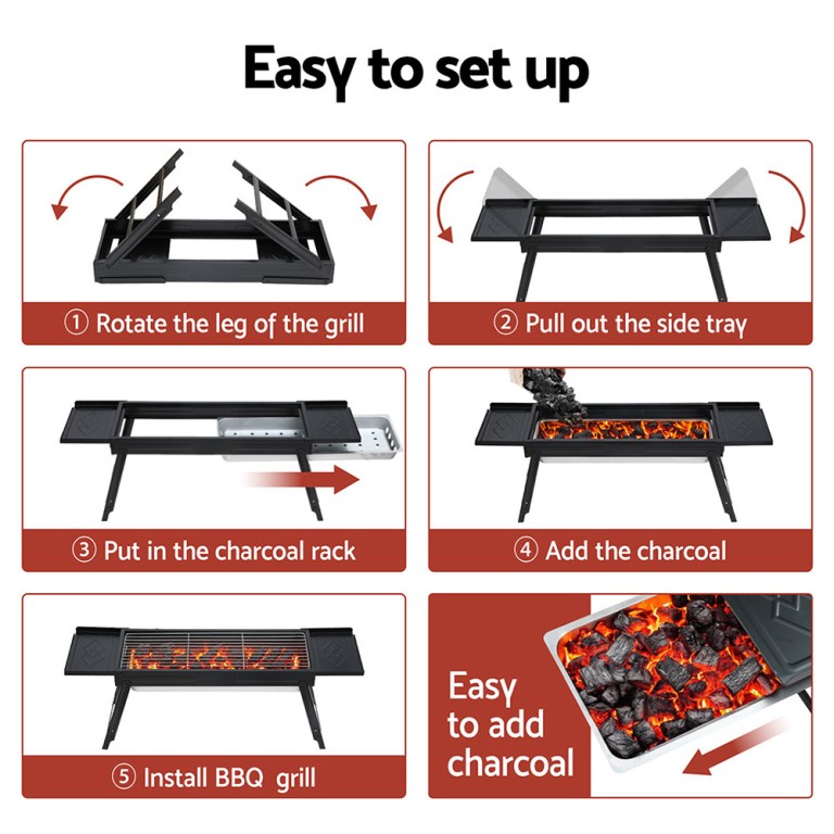 Simple steps for setting up a charcoal BBQ grill.