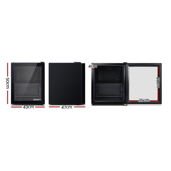 devanti 46l bar fridge glass door black devanti 46l bar fridge glass door black