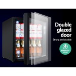 devanti 46l bar fridge glass door black