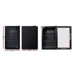 devanti 70l bar fridge glass door w/light black devanti 70l bar fridge glass door w/light black