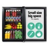 devanti 70l bar fridge glass door w/light black