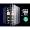 devanti 70l bar fridge glass door w/light black