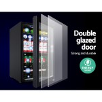 devanti 70l bar fridge glass door w/light black devanti 70l bar fridge glass door w/light black