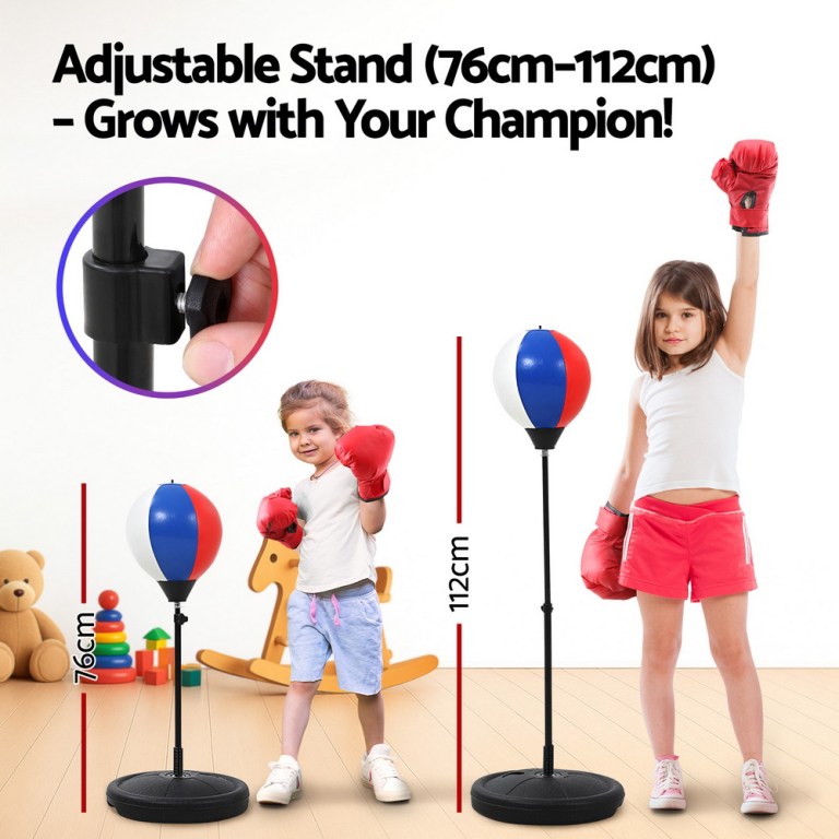 everfit kids punching bag stand set adjustable 76 112cm with gloves & pump everfit kids punching bag stand set adjustable 76 112cm with gloves & pump