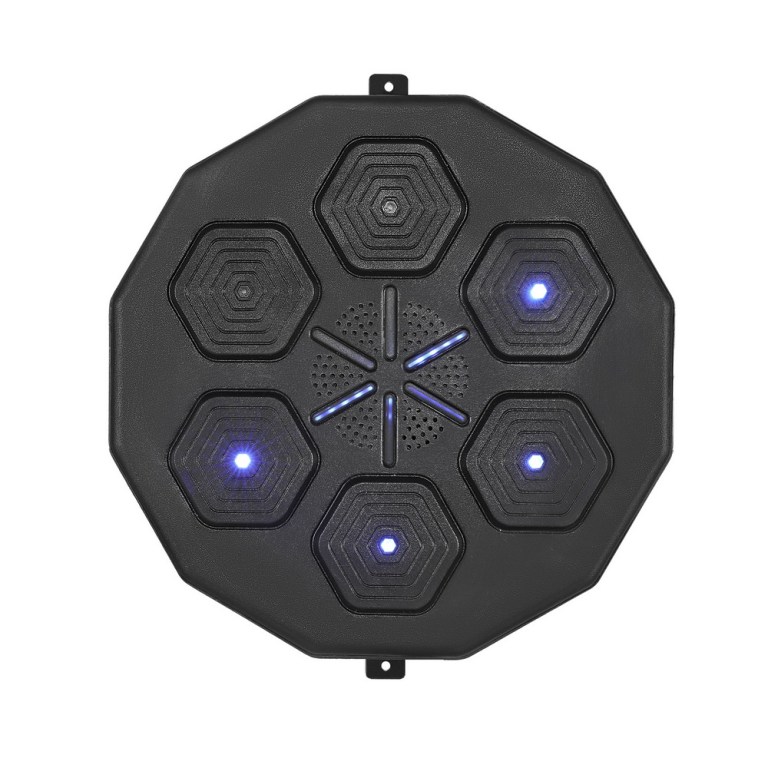 everfit music boxing machine bluetooth target punching usb chargeable home gym Octagonal electronic drum pad with blue LED lights.