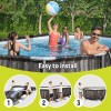 bestway swimming pool steel frame pool set 6.1x3.66m w/ filter pump ladder cover Family enjoying easy-to-install above-ground pool.