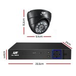 UL-Tech security camera and DVR dimensions shown.