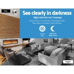 Security camera with night vision and infrared LEDs.