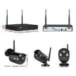 ul tech wireless cctv security system 8ch nvr 3mp 6 bullet cameras Wireless camera system dimensions, front and side views.