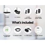 ul tech wireless cctv security system 8ch nvr 3mp 6 bullet cameras Security camera package contents displayed.